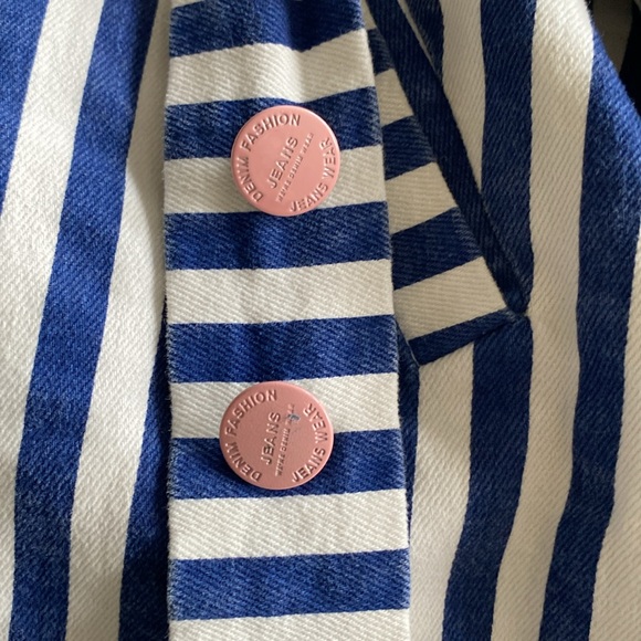 Kikot Prorsum Blue and White Striped Overalls with Dog - Picture 8 of 14